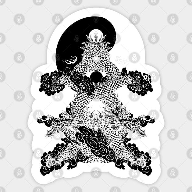 Yin Yang Buddah Karate Vintage Black White Graphics Sticker by PoizonBrand